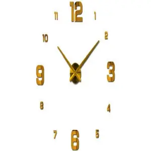 RELOJ PARA PARED ADHESIVO 3D DORADO