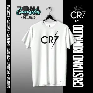 CAMISETA CR7 - DISEÑO 3 BLANCA - UNISEX