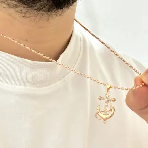 Cadena de Tejido Militar en Oro Rosado +