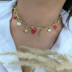collar con variedad de dijes rodio