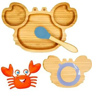 Plato Bambu Antideslizante Con Cuchara B