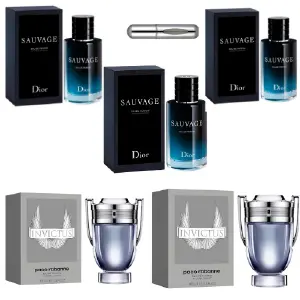 Kit(2 invictus + 3 Sauvage+ perfumero )