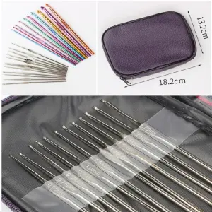 Set de Agujas de Ganchillo de Aluminio: ¡Tu Kit Completo para Tejer! - Set Agujas Crochet En Aluminio 100 Pcs