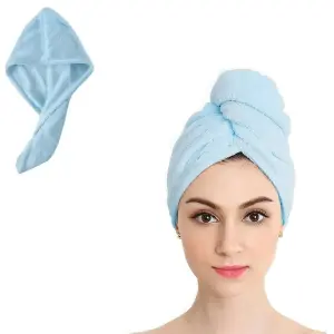 Toalla Cabello Micro Fibra Azul Celeste