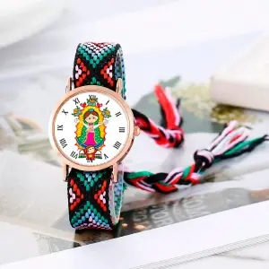 Reloj Virgen Guadalupe Dorado Tejido Art