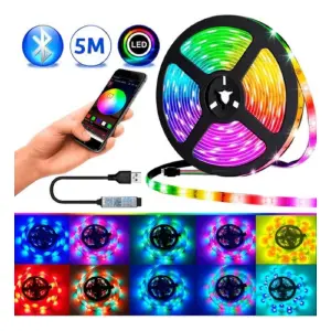 Cinta Led Tira Luces 5mts Rgb Con Blueto