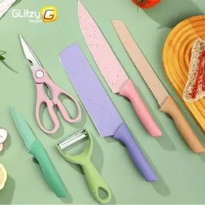 Juego cuchillos 6 pza colores Junnuo