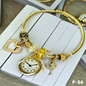 RELOJ PULSERA DOR PERLA AMARILLO CORAZON