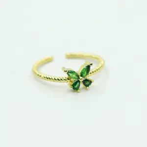ANILLO DORADO MARIPOSA VERDE PQÑA
