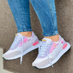 Tenis Puma Zigzag Beige Lila Dama