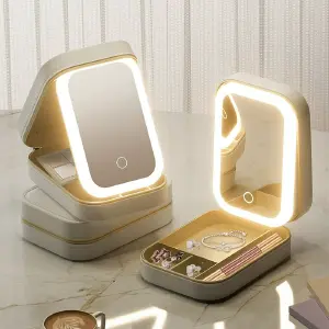 Organizador de joyas con espejo led