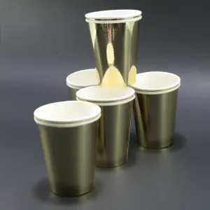 Vaso fiesta metalizado dorado X10
