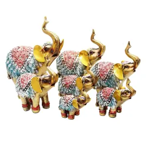 Elefante Dorado Azul X 7 Vintage Decorac