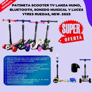 MONOPATÍN LANZA HUMO LUCES ¡El Patinete que Brilla! - MONOPATIN LANZA HUMO LUCES RUEDAS COLORS