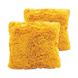 Cojin x2  Decorativo Peludo Amarillo