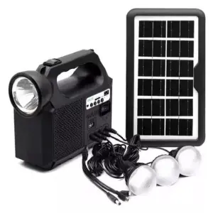 LAMPARA SOLAR PARLANTE-RADIO-BOMBILLOS