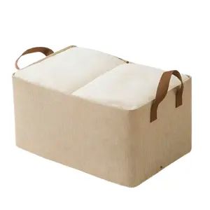 Caja Organizador Plegable Asa Ropa Beige