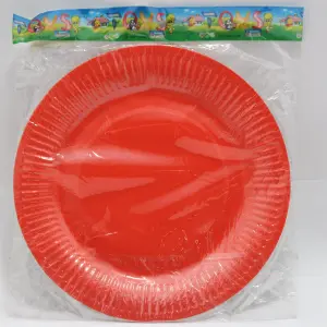 PLATO CARTON ROJO BOLSA 23CM X 10 UNIDA