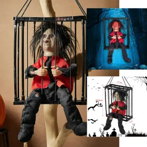 Muñeco De HalloweenJaula Con Luz Y Movim
