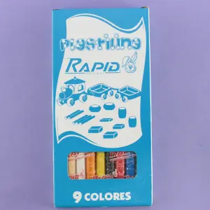 PLASTILINA RAPID x 9 COLORES LARGA