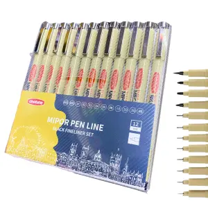 Bolígrafos Estilógrafos Fineliner x12