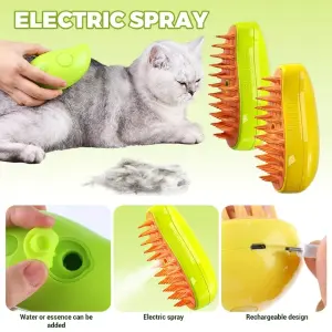 Cepillo Vaporizador 3 en 1 para Mascotas: ¡Dile Adiós a los Pelos y Hola a un Pelaje Brillante! - Cepillo Vaporizador 3 en 1 para Mascotas