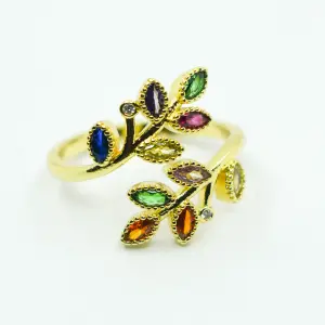 ANILLO DORADO RAMA DE COLORES