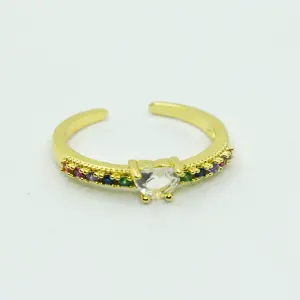 ANILLO DORADO CRISTAL Y GEMAS