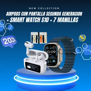 AIRPODS CON PANTALLA 2G+SMART WATCH S10