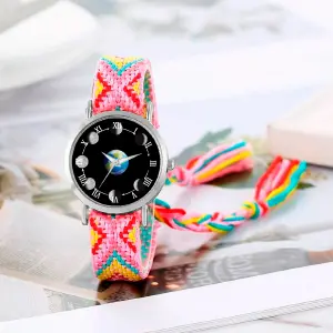 Reloj Luna Fase Lunar Plateado Tejido