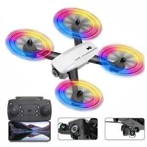 Drone Wifi Plegable Con Luces Led Doble