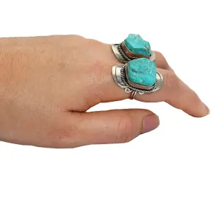 Anillo Cuarzo Turquesa En Bruto Unisex