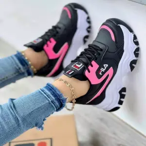Promo Fila Suela Alta Negro Rosa Dama