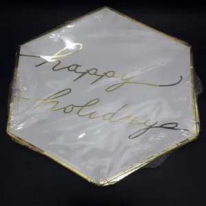 PLATO X 10 HEXAGONAL BLANCO DORADO HAPP