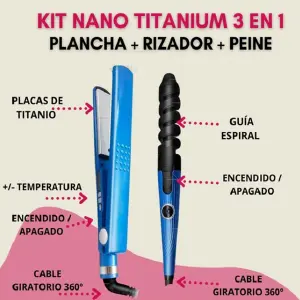 Combo Plancha Rizador + Peineta Titanium