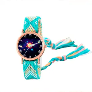 Reloj Sistema Solar Dorado Tejido Artesa