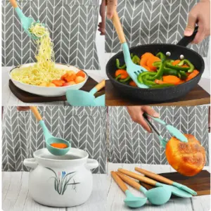 Utensilios de cocina de silicona con man