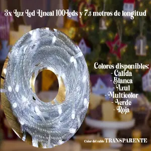 3x Lineal Cable Transparente 100L | 7.5