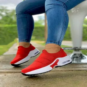 Tenis Doble Cierre Rojo Sin Marca