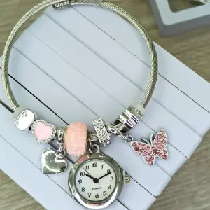 RELOJ PULSERA PLAT PERLA ROSA MARIPOSA