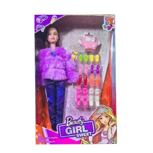 Muñeca Abrigo Zapatos Set Bolso Juguete