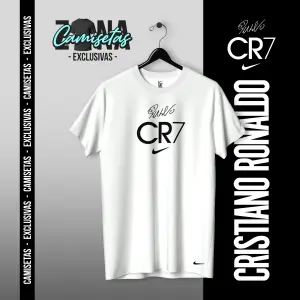 CAMISETA CR7 - DISEÑO 1 BLANCA - UNISEX