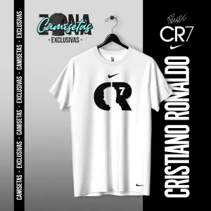 CAMISETA CR7 - DISEÑO 2 BLANCA - UNISEX