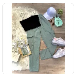 Conjunto pantalón pana Verde Y Crop top