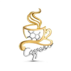 Taza de café con molécula de cafeína