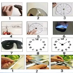 RELOJ 3D PENDULO + FRASE EN VINILO NEGRO