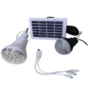 Kit Panel Solar 2 Bombillos Recargable