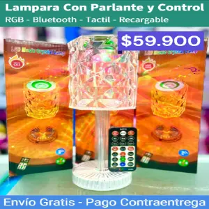 LAMPARA TRANSPARENTE CON PARLANTE Y CONT