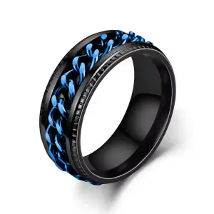 Anillo Cadena Eslabones Giratoria Azul
