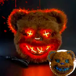 MASCARA DISFRAZ HALLOWEN OSO CON LUZ LED